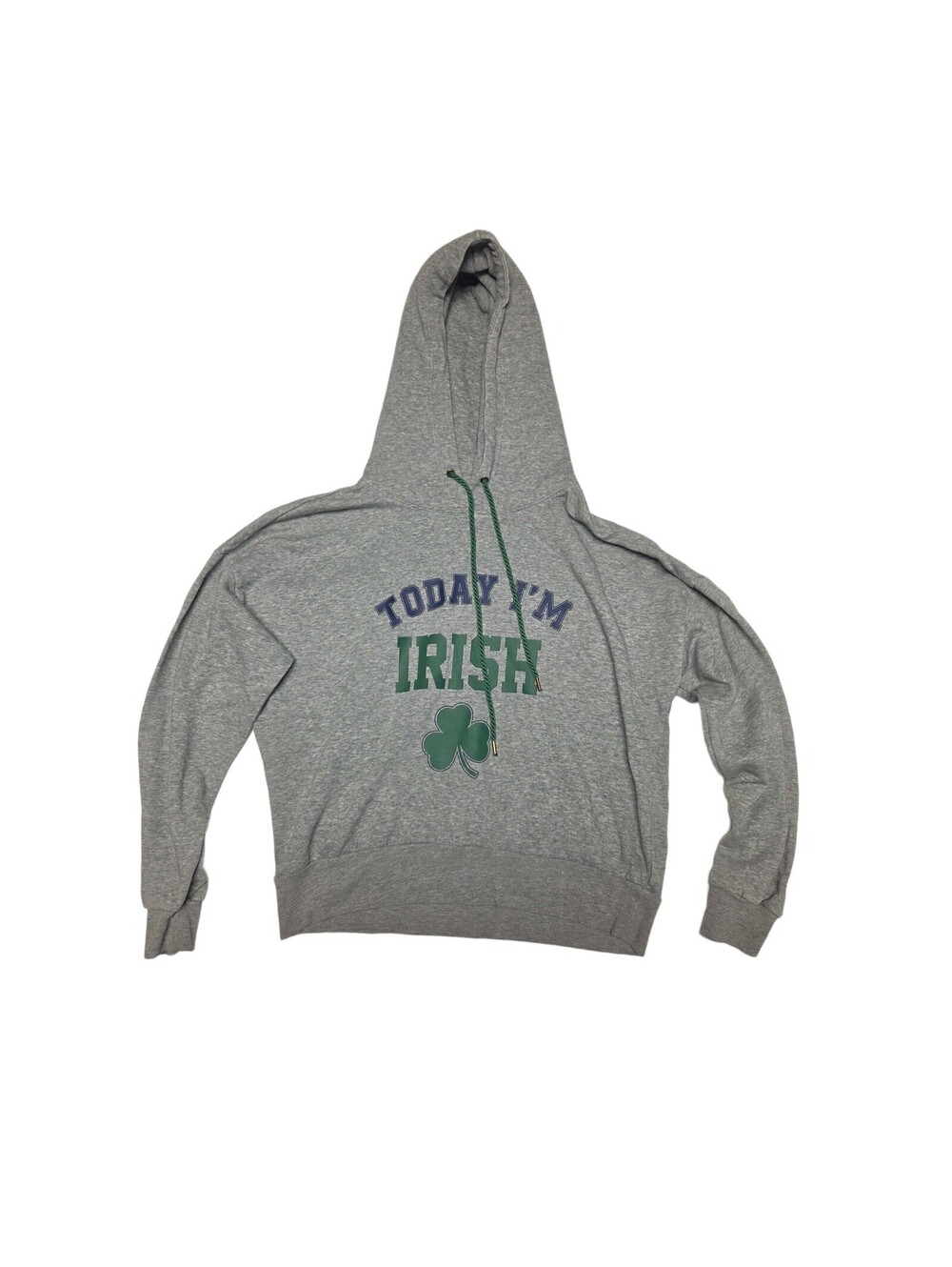 Ultra Flirt Women Today I'm Irish Shamrock Gray Hoodie Sweatshirt Size M